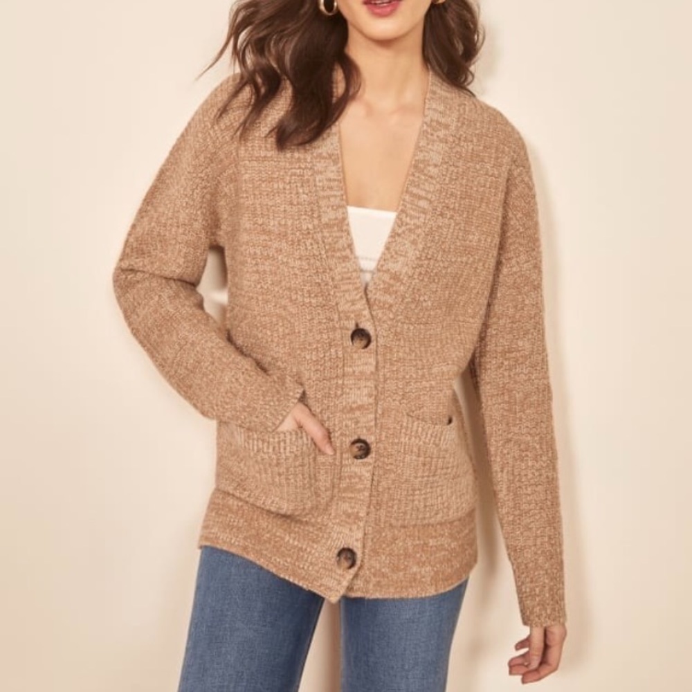 Reformation Blake Sweater/Cardigan in Camel Marled